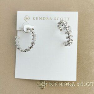 Kendra Scott Jada Silver White Crystal Small Hoop Earrings New